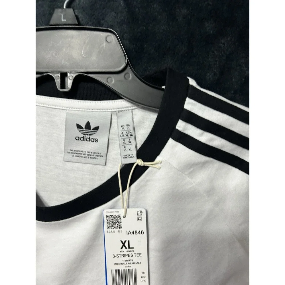 Adidas IA4846 Men's XL 3-Stripes White Originals T-Shirts (C3)